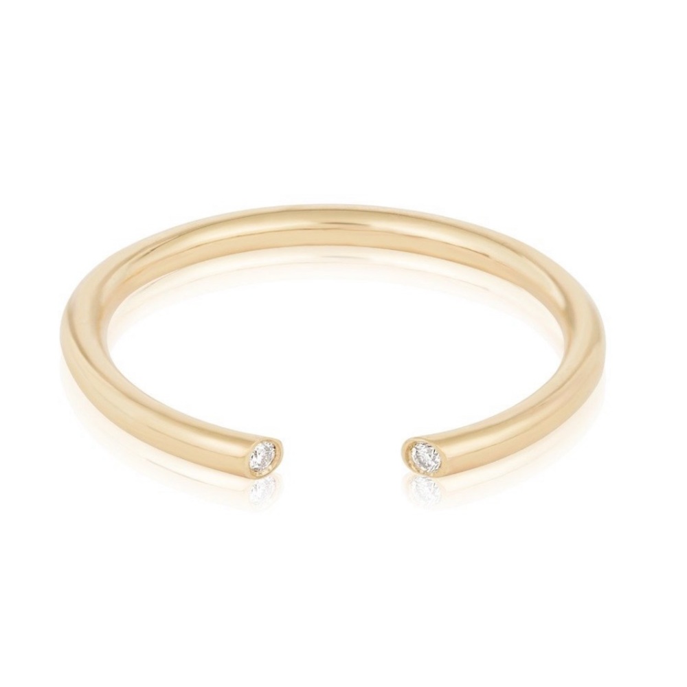 Gold Open Cuff Ring with Cubic Zirconia - 5